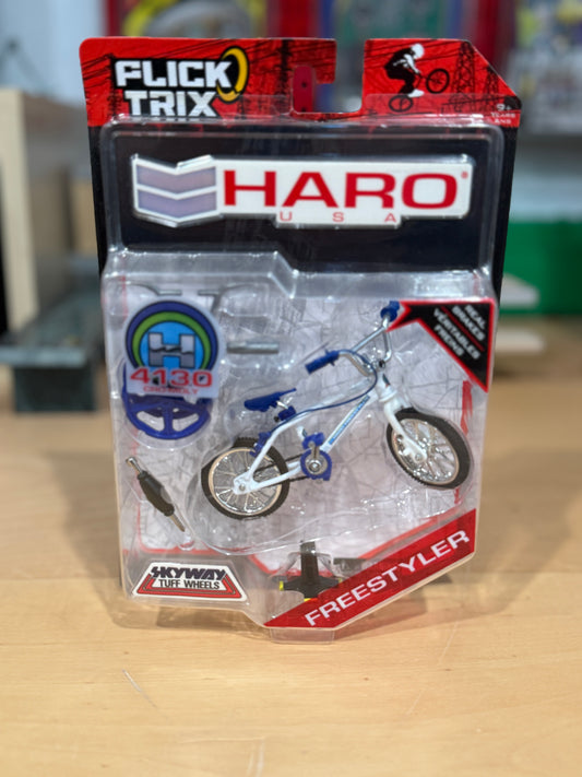 Flick Trix Haro Freestyler BMX Finger Bike 4130 Cro-Moly White Blue Sealed